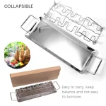 Collapsible BBQ Chicken Grill Rack 14 Slots Stainless Steel Barbecue Drumsticks Holder with Drip Pan Tools Homeways Kenya