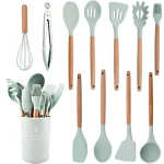 Best Wooden Silicone Cooking Utensils Kitchen Utensil Set Mint Green at Household Depot Kenya