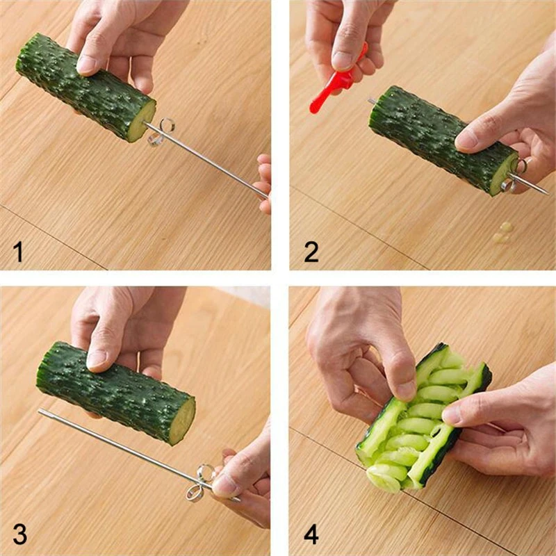 How to use Vegetable Salad Spiralizer Knife for Potato Carrot Cucumber etc to make fancy salads