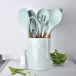 Heat Resistant Wooden Silicone Cooking Utensils Kitchen Utensil Set Mint Green spoons set Nairobi Household shop