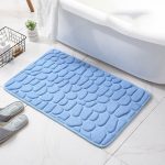 Cobblestone Inspired Embossed Rectangle Non-Slip Bath Mat Blue Colour