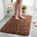 Cobblestone Inspired Embossed Rectangle Non-Slip Bath Mat Brown Coffee Colour