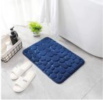 Cobblestone Inspired Embossed Rectangle Non-Slip Bath Mat Dark Blue Colour