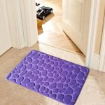 Cobblestone Inspired Embossed Rectangle Non-Slip Bath Mat Purple Colour