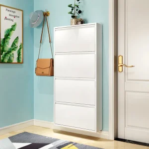 4-Tier Wall Mounted Shoe Storage Cabinet Rack