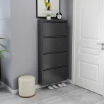 Black 4-Tier Slim Shoe Storage Cabinet
