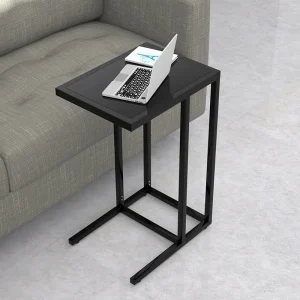 Black H650 End C Table for Living Room, Bedroom for snacks, laptop, coffee and magazine
