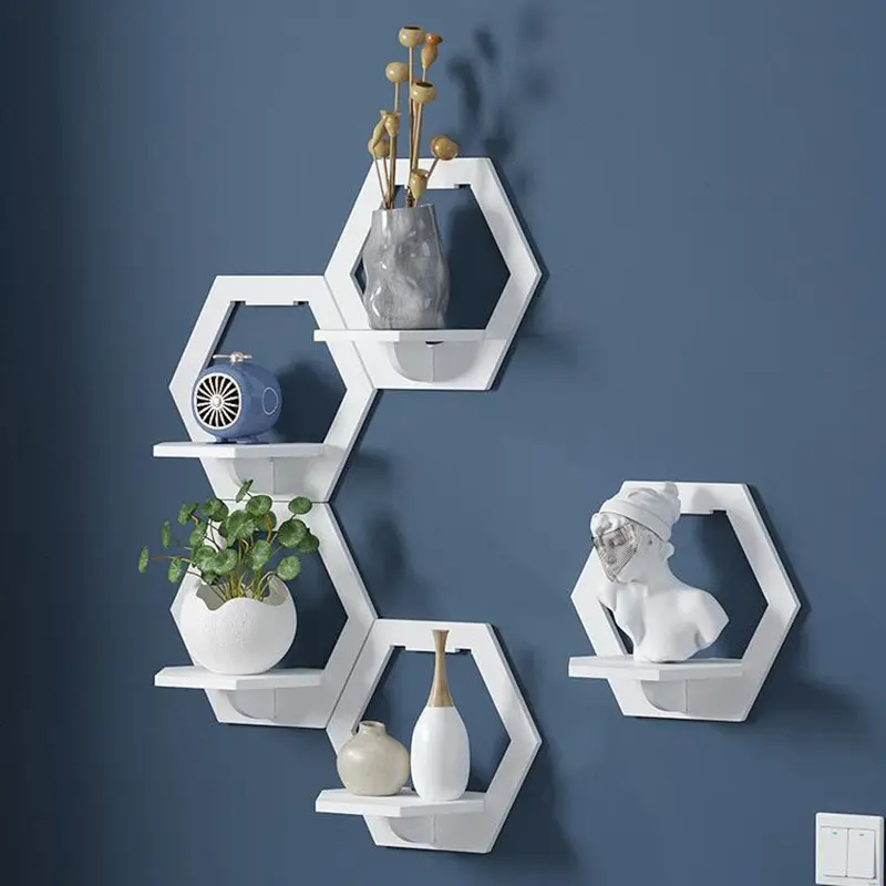 Hexagon Decorative Wall Mounted Floating Shelf