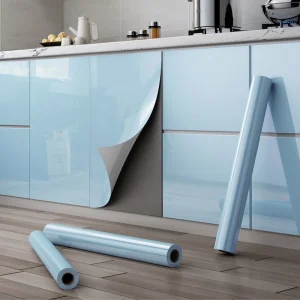 Blue Waterproof Oilproof Self-Adhesive Kitchen Wallpaper Decor
